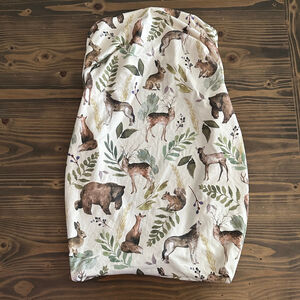 Pobi Baby Changing Pad Cover Woodland Animals White Green Organic One Size CS